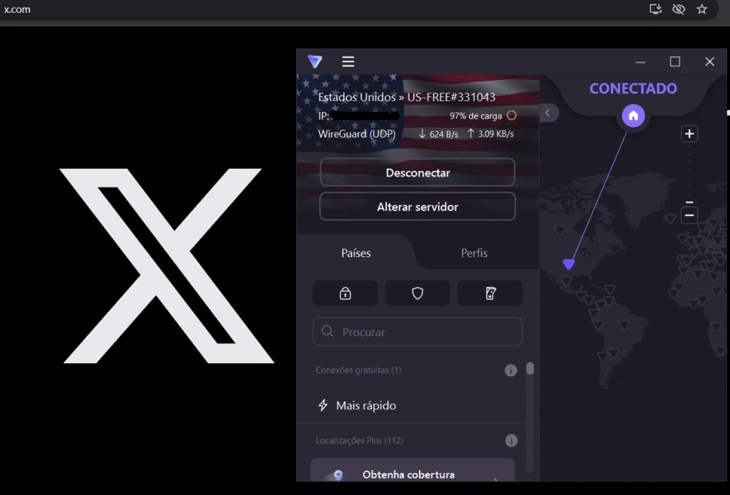 como acessar o X com Proton VPN