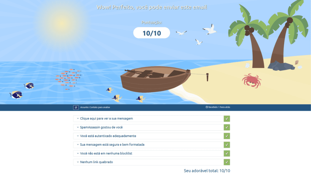 teste de email com pontuação máxima 10/10